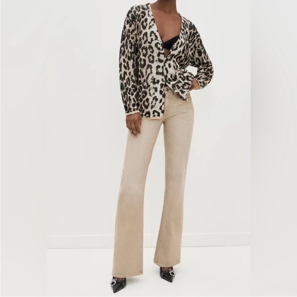 R13 linen Japanese fabric Leopard Knit boyfriend Cardigan small women’s designer